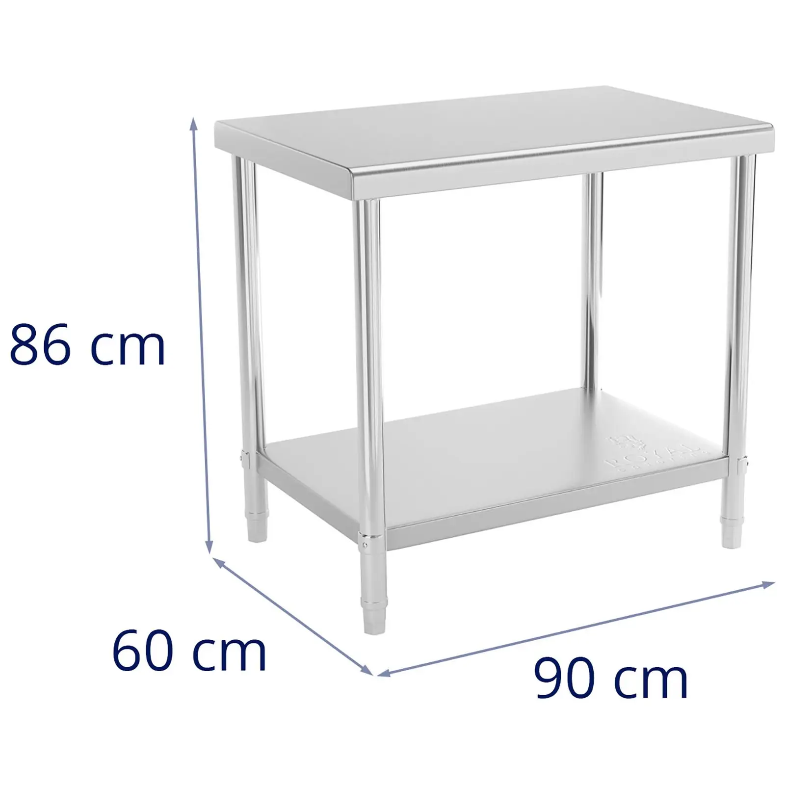 Delovna miza iz nerjavečega jekla - 90 x 60 cm - nosilnost 210 kg