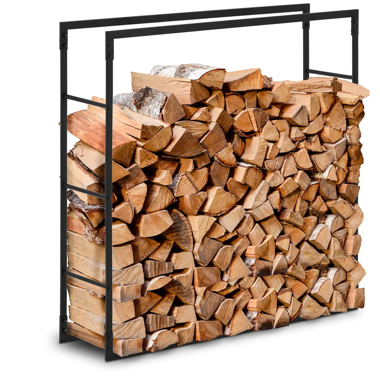 Regal za drva - 35 kg - 100 x 25 x 100 cm - jeklo - črna