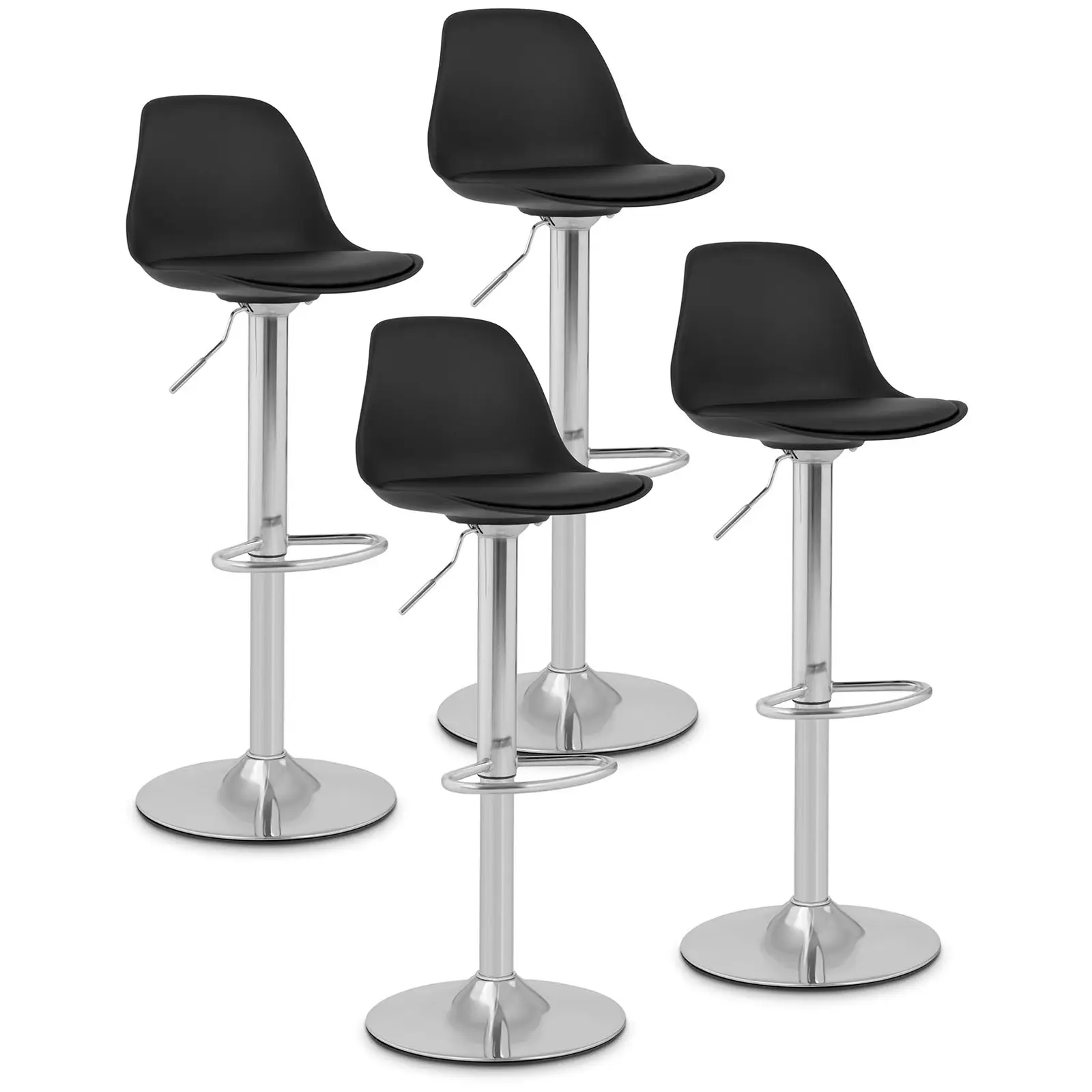 Barski stoli - set 4 - s hrbtiščem - podnožje iz kromiranega jekla - črne barve