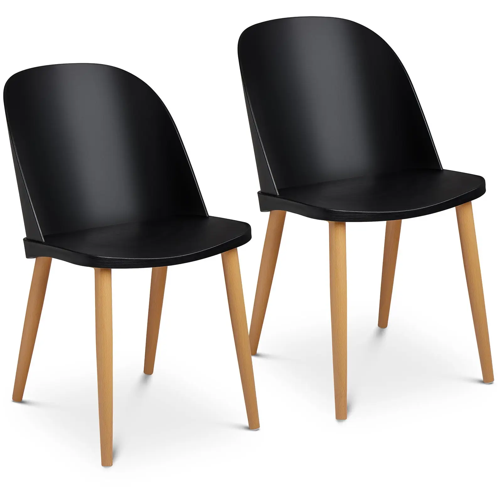 Stol - komplet 2 - do 150 kg - sedež 43,5 x 43 cm - črn - prozoren naslon